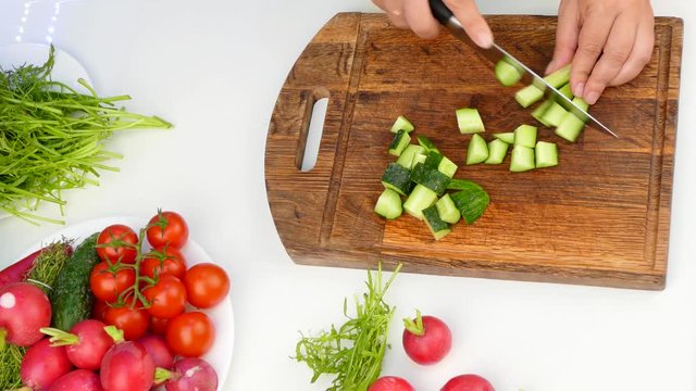 Cut vegetables on the chalkboard
