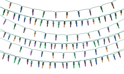 String of christmas lights isolated on white background With clipping path