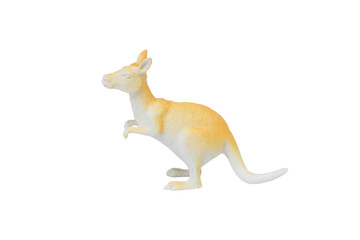 kangaroo toy made of plastic. animal toy isolated on white background with clipping path