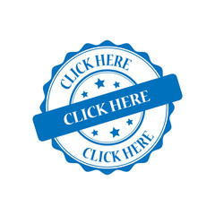 Click here blue stamp illustration