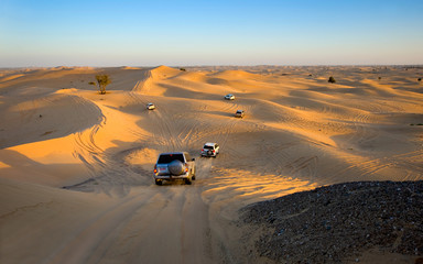 Fototapeta na wymiar Safari tour through desert