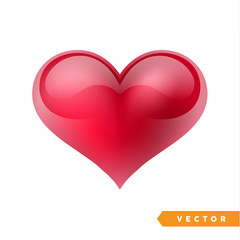 Realistic red valentine heart. Vector illustration