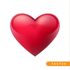 Realistic red valentine heart. Vector illustration - obrazy, fototapety, plakaty