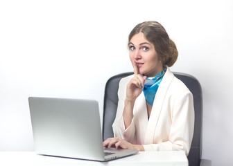 young attractive business woman working in office