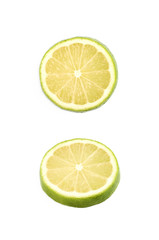 Single slice of a lime fruit