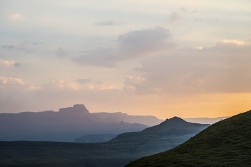 Drakensberg, South Africa view of the mountains during sunset