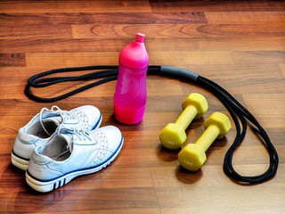 To maintain good physical shape yourself – dumbbells, expander, sneakers, water