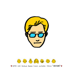 인물의 얼굴 / 손으로 그린 얼굴 표정 일러스트