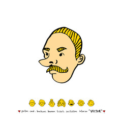 인물의 얼굴 / 손으로 그린 얼굴 표정 일러스트