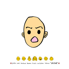 인물의 얼굴 / 손으로 그린 얼굴 표정 일러스트