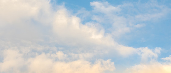 wide angle view from morning time after sunrise with beauty blue sky and white cloud