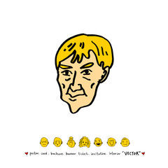 인물의 얼굴 / 손으로 그린 얼굴 표정 일러스트