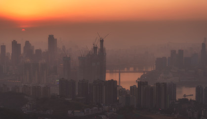 Chongqing city at sunset