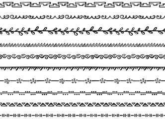 Fototapeta premium Illustrated seamless borders