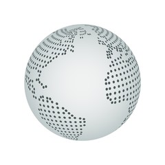 Digital Planet Earth. Dotted globe sphere on a white background. Abstract illustration.