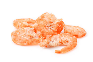 dried shrimp isolated on white.