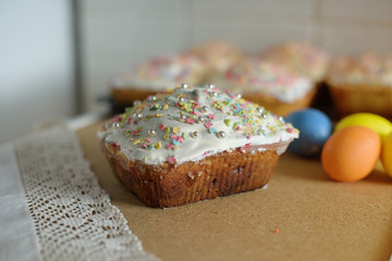 Easter cake and eggs