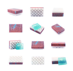 Purple bathing sponge isolated