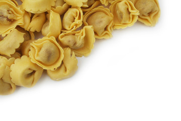 Tortellini. Italian traditional pasta on white background