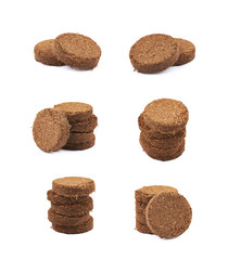 Compressed compost tablet isolated