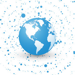 blue world globe on dotted background planet earth america