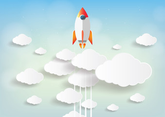 Paper art of Startup project concept. Business flat design vector illustration