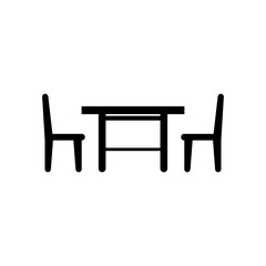 Dining room furniture of a table with chairs vector icon