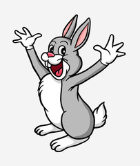 Rabbit or bunny animal cartoon character illustration. Good use for mascot, logo, icon, sign, sticker or any design you want.