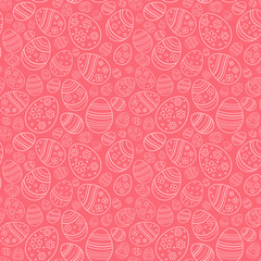 Vector seamless simple pattern with ornamental eggs. Easter holiday pink background for printing on fabric, paper for scrapbooking, gift wrap and wallpapers.