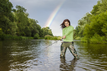 woman fishing