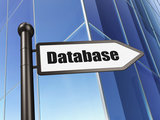 Database concept: sign Database on Building background, 3D rendering