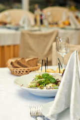 delicious dishes on the table in the restaurant
