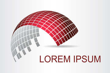 Logo stylized spherical surface with abstract shapes