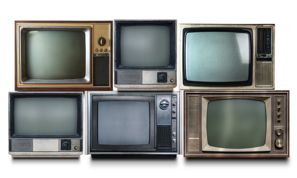 Vintage TV isolated on white background