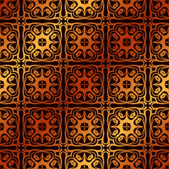 Retro ornamental golden seamless pattern. Flourished ornate background. Luxury elegant ornament. Vintage element. Template for design. Vector illustration