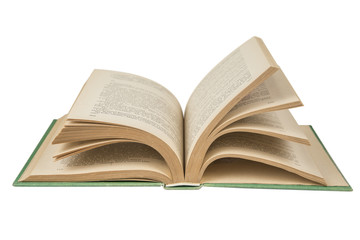 Open book with pages on the white background