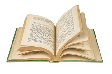 Open book with pages on the white background