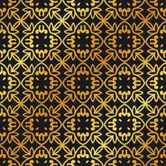 Retro ornamental golden seamless pattern. Flourished ornate background. Luxury elegant ornament. Vintage element. Template for design. Vector illustration