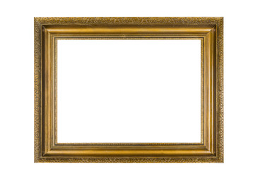 Empty wooden frame on the white background