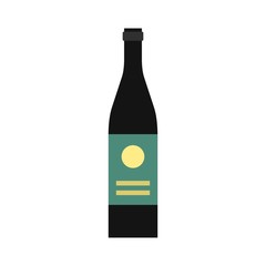 Wine bottle icon, flat style