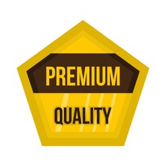 Golden premium quality label icon, flat style