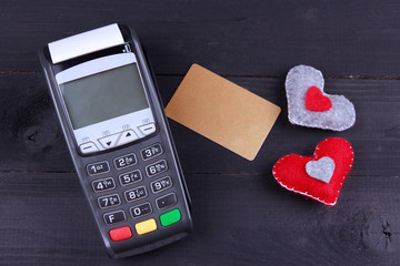 payment terminal with office and holidays concept