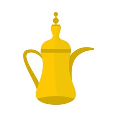 Oriental teapot icon, flat style