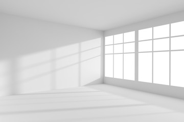Empty white room with windows interior