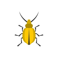 Yellow beetle icon, flat style