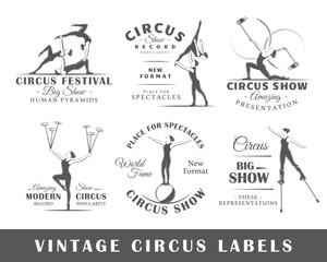 Set of vintage circus labels