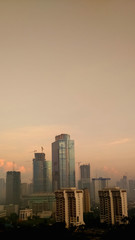 Fototapeta na wymiar scenery of morning view with skyscraper building in the city