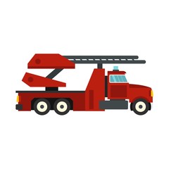 Red fire truck icon, flat style
