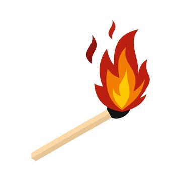 Match with fire icon, flat style