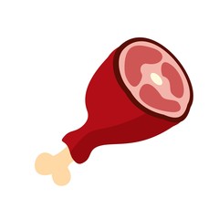 Roast pork knuckle icon, flat style